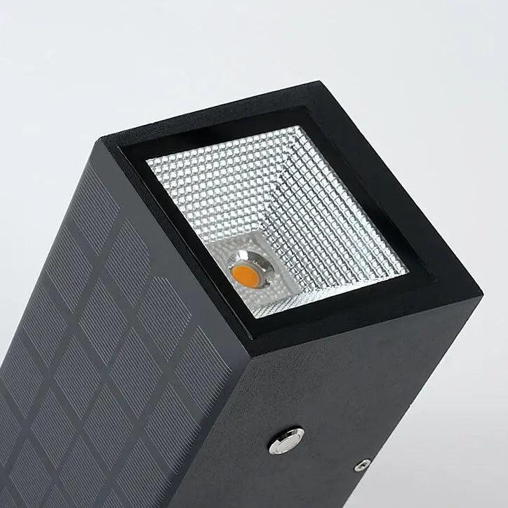 Modern Solar Black Rectangular Die-Cast Aluminum Solar LED Outdoor Wall Light Cuvalon