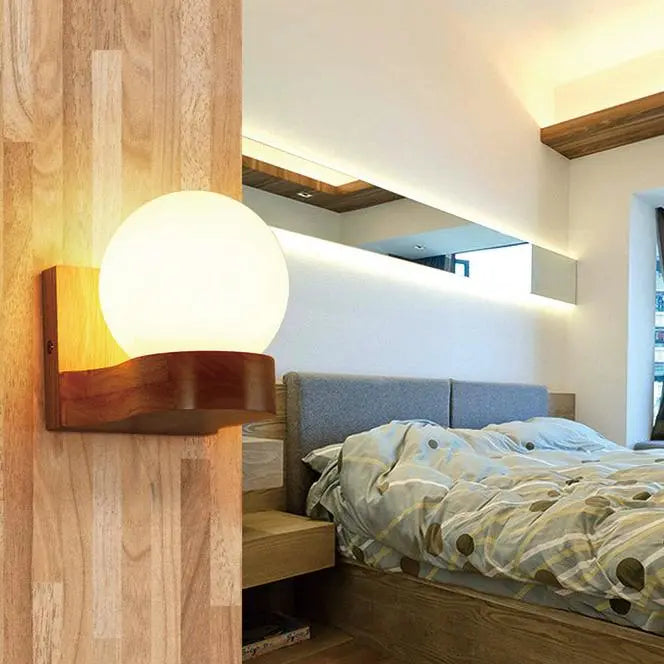 Nordic Modern Solid Wood Ball 1/2 Lights Wall Sconce Lamp Cuvalon
