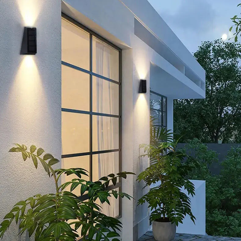 Solar Simple Trapezoid Outdoor RGB Patio LED Wall Sconce Lamp Cuvalon
