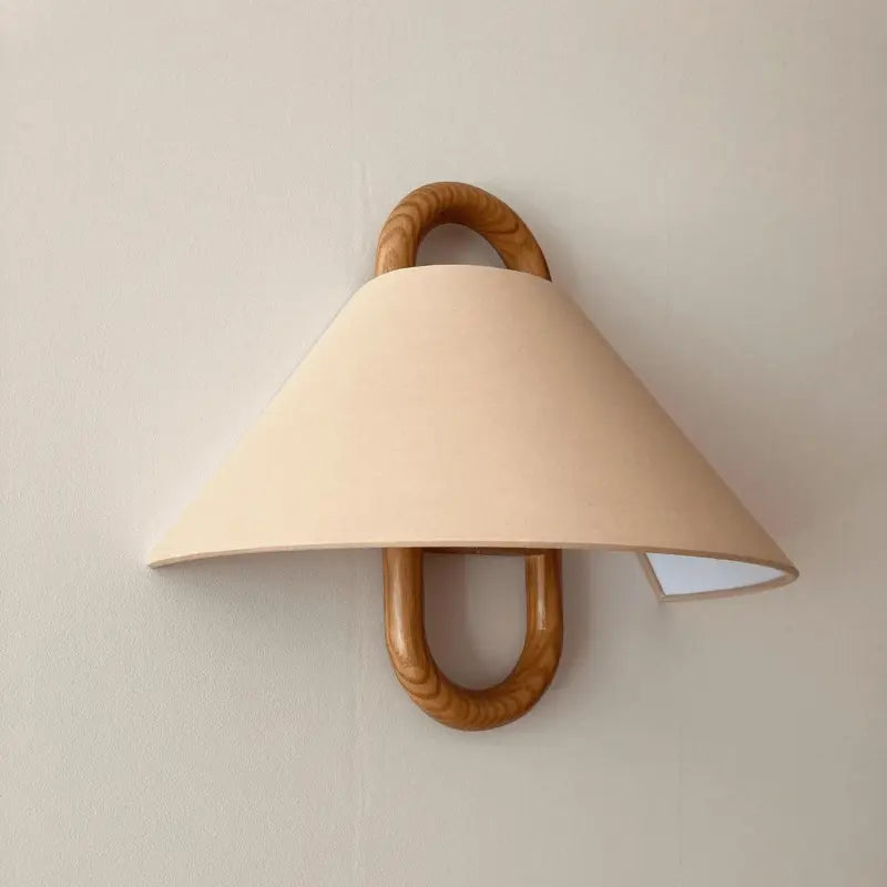 Modern Original Solid Wood Pleated Semi-Circle 1-Light Wall Sconce Lamp Cuvalon