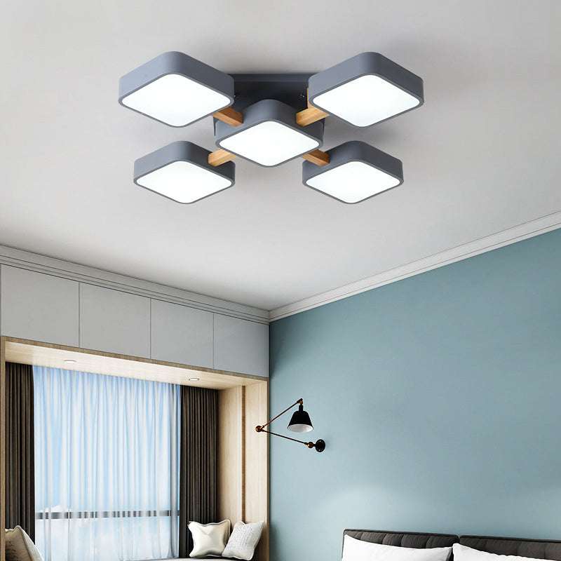 Modern Acrylic Small Cube Combination LED Flush Mount Light Cuvalon