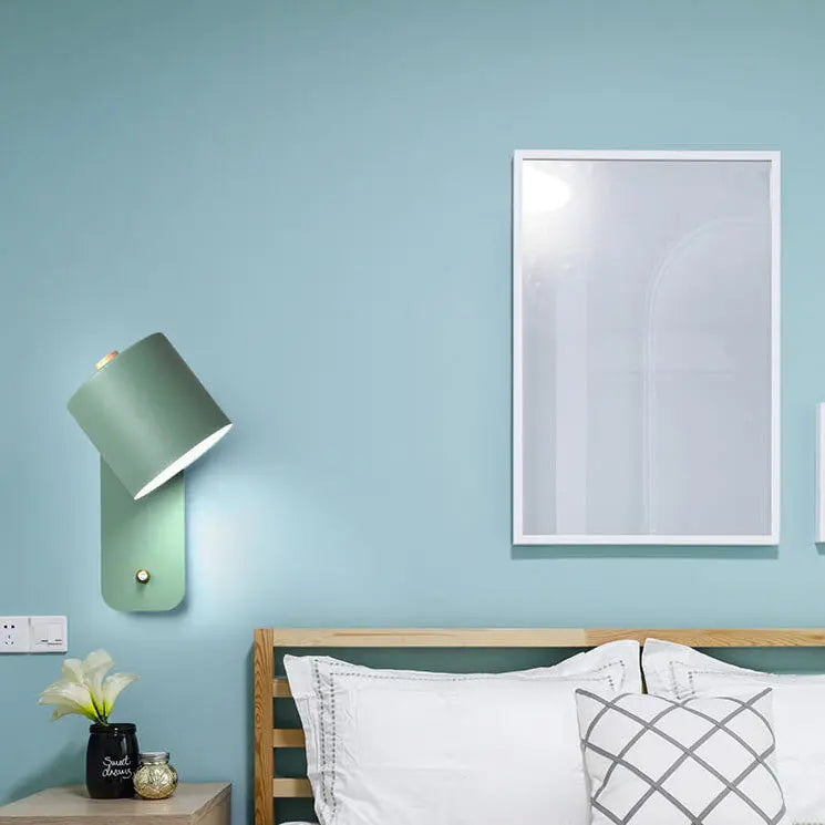 Nordic Macaron Cylinder Shape Rotatable 1-Light Wall Sconce Lamps Cuvalon