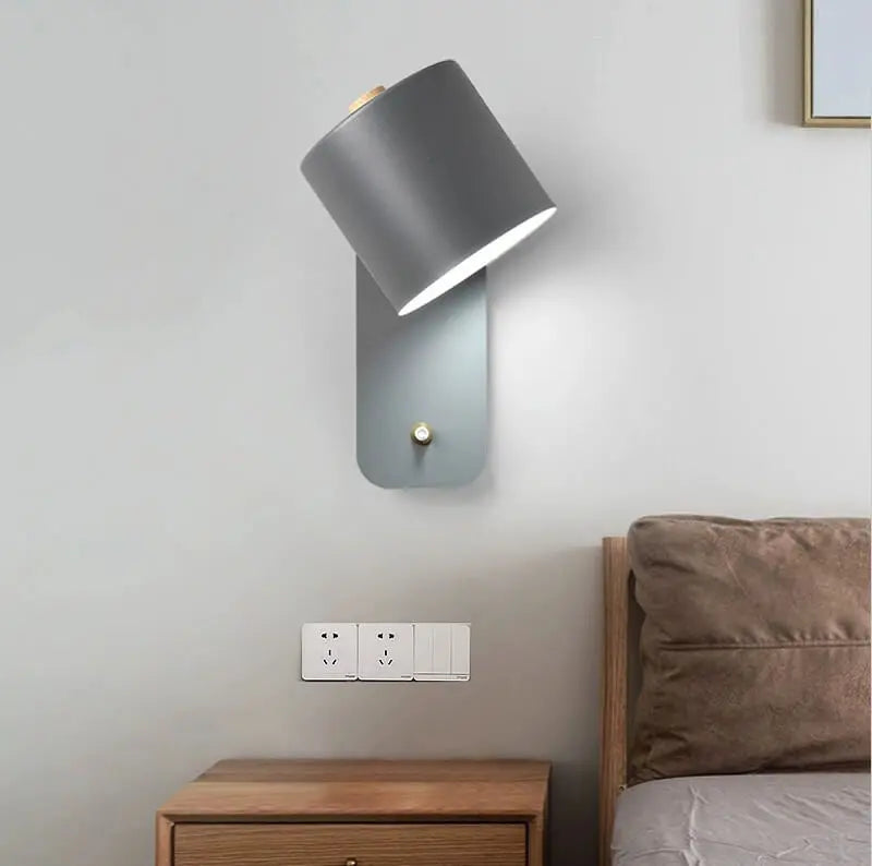 Nordic Macaron Cylinder Shape Rotatable 1-Light Wall Sconce Lamps Cuvalon
