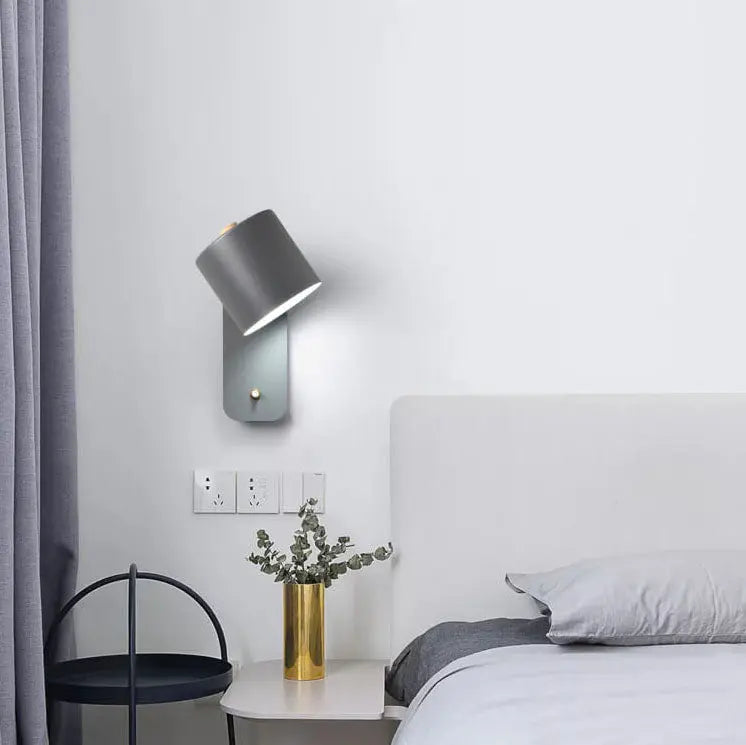 Nordic Macaron Cylinder Shape Rotatable 1-Light Wall Sconce Lamps Cuvalon