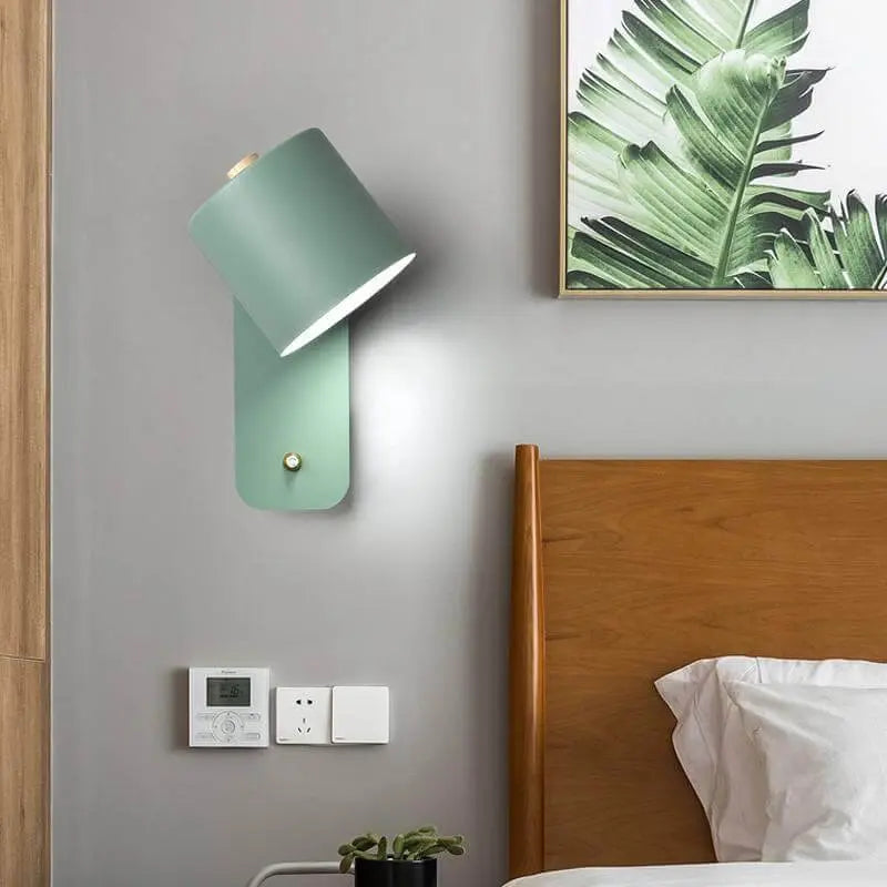 Nordic Macaron Cylinder Shape Rotatable 1-Light Wall Sconce Lamps Cuvalon