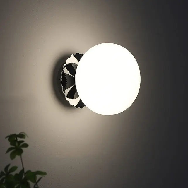 Modern Vintage Minimalist Iron Glass Round Head 1-Light Wall Sconce Lamp Cuvalon