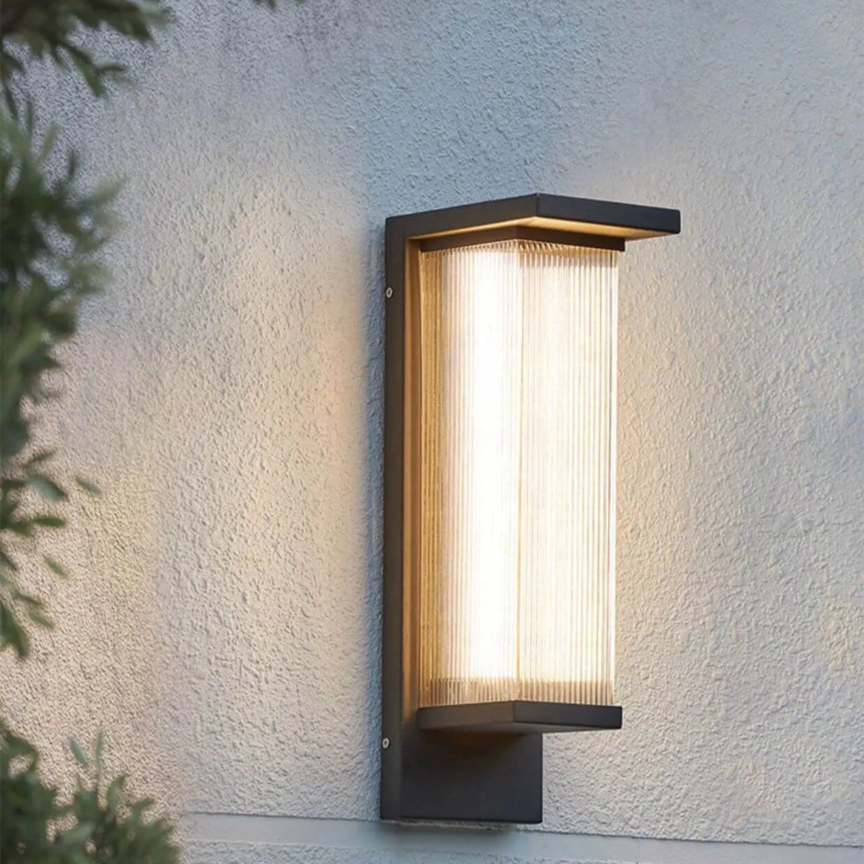 Industrial Waterproof Rectangular PC Striped Shade LED Outdoor Wall Sconce Lamp Cuvalon