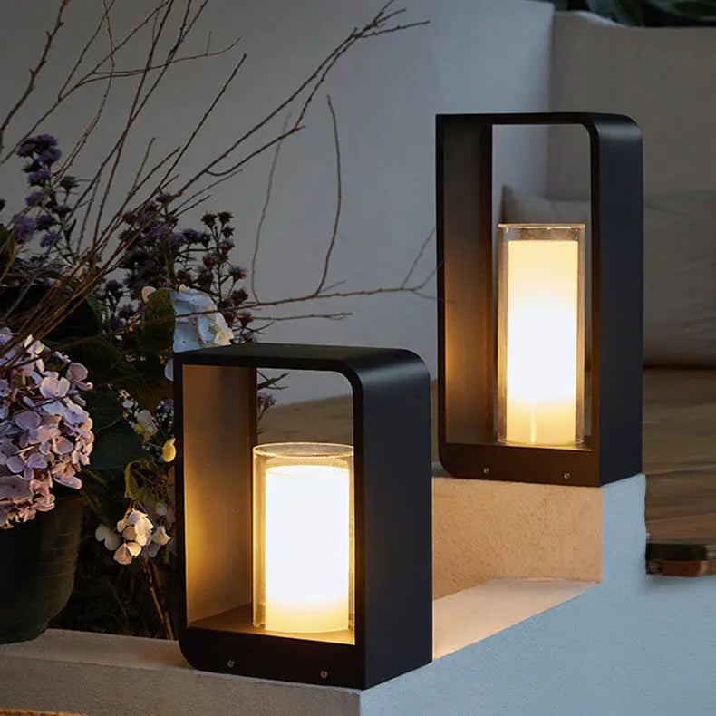 Modern Minimalist Square Frame Stainless Steel Acrylic LED Waterproof Lawn Landscape Light For Outdoor Patio Cuvalon