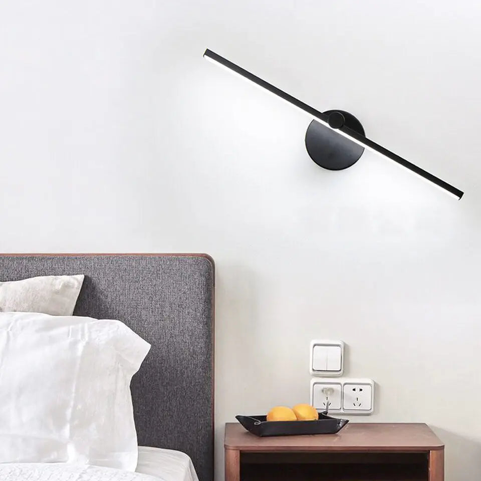 Nordic Minimalist Aluminum Long Bar Switch LED Mirror Wall Sconce Lamp Cuvalon