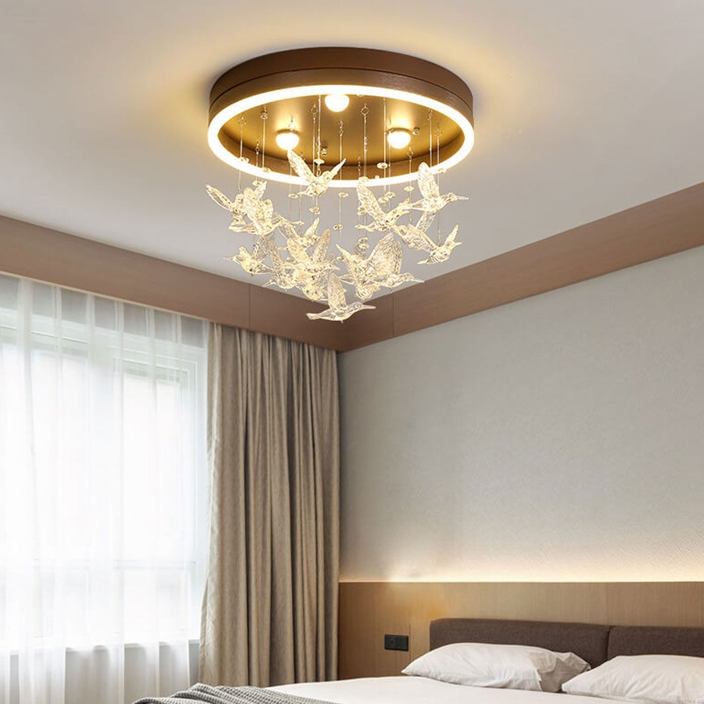 Modern Creative Cartoon Round Bird / Skirt Hanging LED Flush Mount Ceiling Light Cuvalon