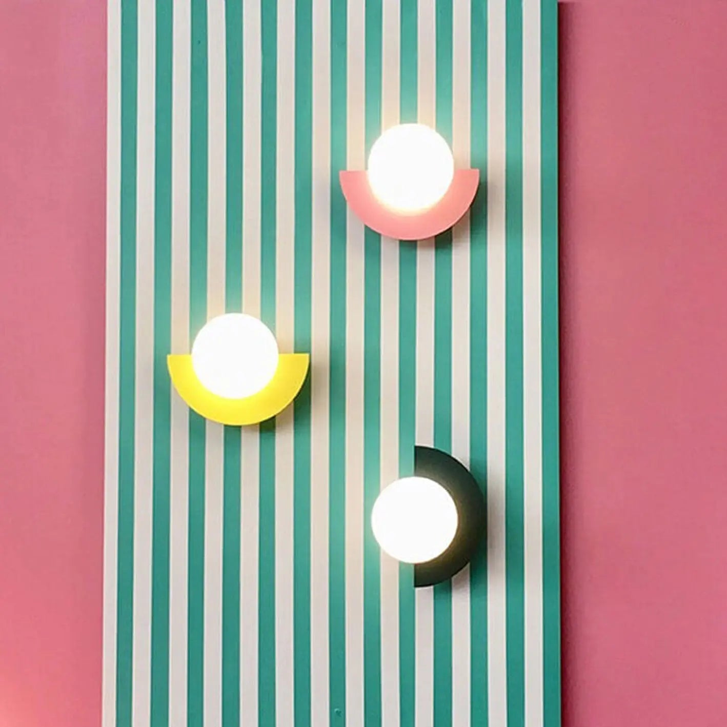 Modern Minimalist Glass Spherical Colorful Semicircle Design 1-Light Wall Sconce Lamp Cuvalon