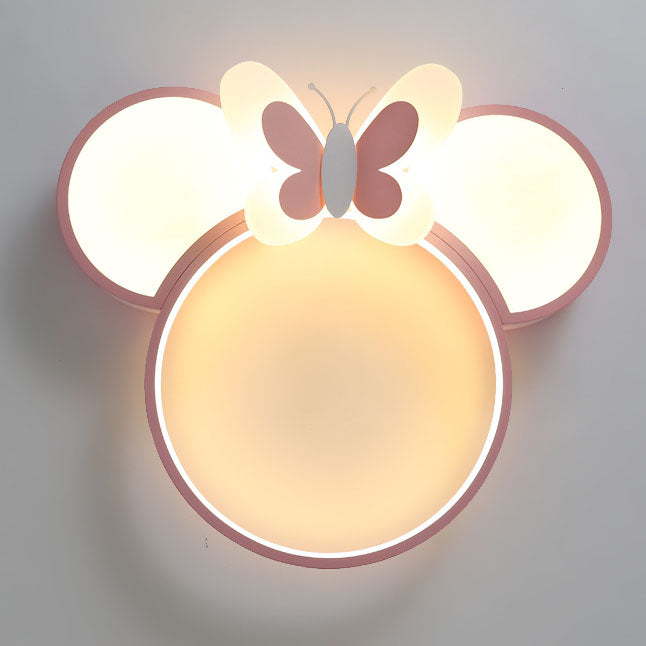 Modern Creative Minimalist Wrought Iron Cartoon Mouse LED Flush Mount Ceiling Light Cuvalon