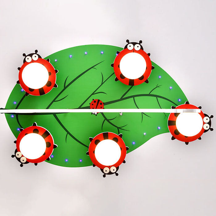 Contemporary Creative Kids Monkey Leaf Acrylic 5-Light Flush Mount Ceiling Light For Bedroom Cuvalon