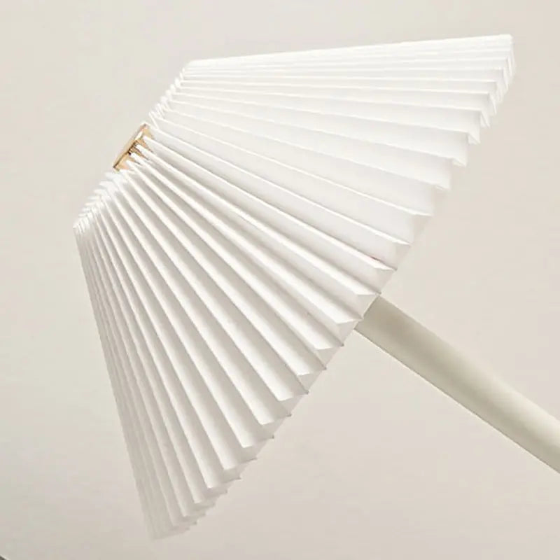 Contemporary Scandinavian Rechargeable Iron Fabric Conic Pleated 1-Light Table Lamp For Bedside Cuvalon
