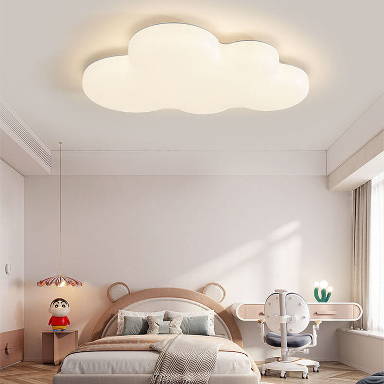 Modern White Cloudy Iron Acrylic LED Flush Mount Ceiling Light Cuvalon