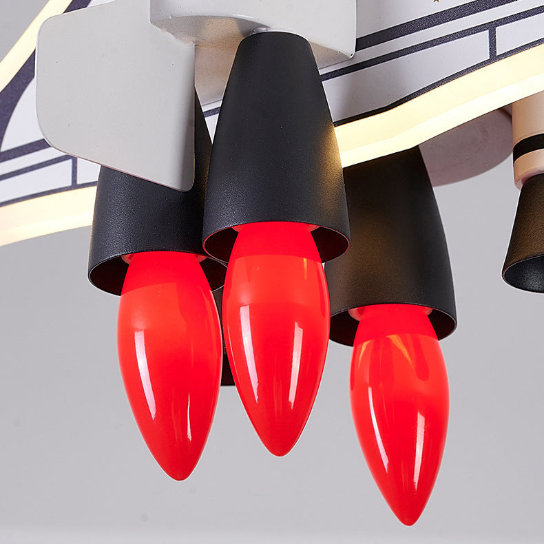 Contemporary Creative Iron Cartoon Aerospace Rocket Acrylic LED Kids Flush Mount Ceiling Light For Living Room Cuvalon