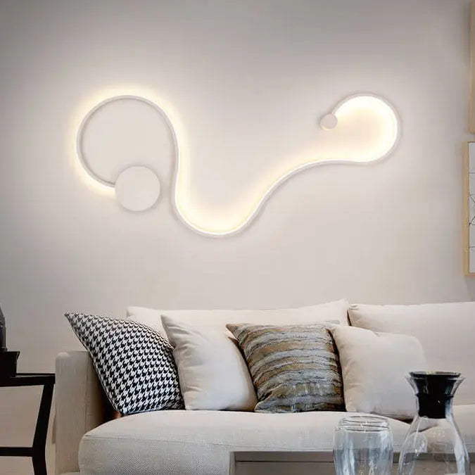 Modern Long Aluminum Snake Shaped 1-Light Curved LED Wall Sconce Lamp Cuvalon