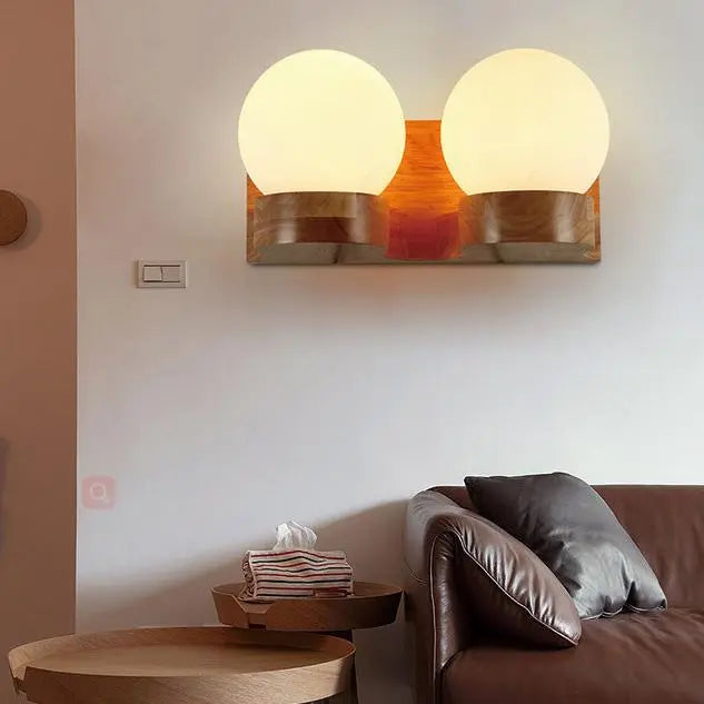 Nordic Modern Solid Wood Ball 1/2 Lights Wall Sconce Lamp Cuvalon