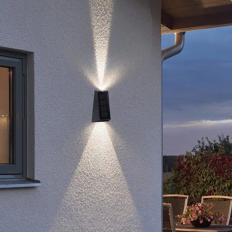 Solar Simple Trapezoid Outdoor RGB Patio LED Wall Sconce Lamp Cuvalon