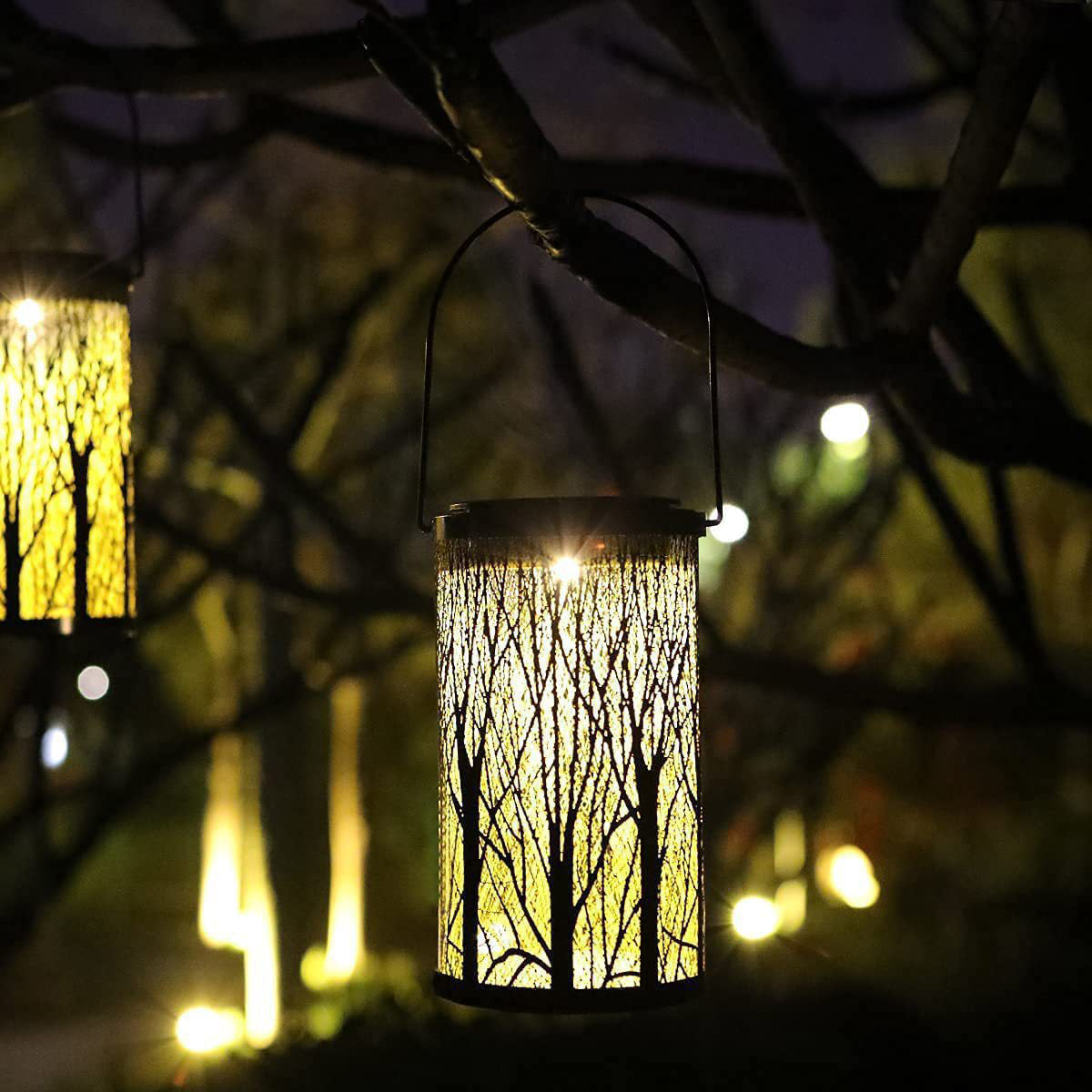 Modern Art Deco Solar Cylinder Skeleton Lantern Iron LED Outdoor Landscape Light For Garden Cuvalon