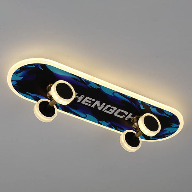 Creative Cartoon Skateboard Acrylic LED Kids Flush Mount Ceiling Light Cuvalon