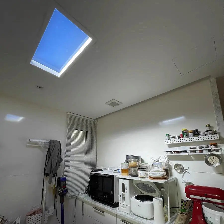 Modern Minimalist Smart Blue Sky Metal LED Flush Mount Ceiling Light for Living Room Cuvalon