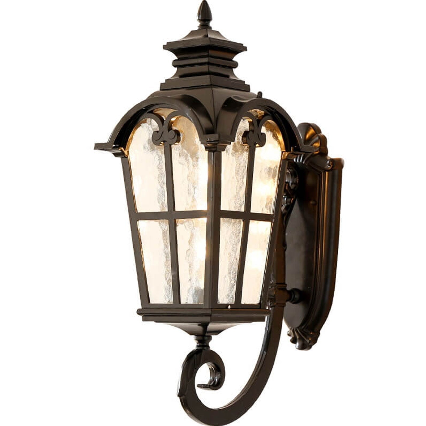 European Retro Glass Aluminum Lantern Outdoor Waterproof 1-Light Wall Sconce Lamp Cuvalon