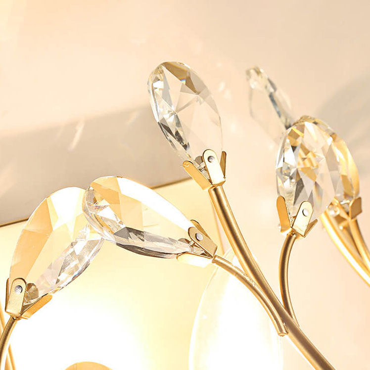 Modern Creative Light Luxury Crystal Leaf 1-Light Wall Sconce Lamp Cuvalon