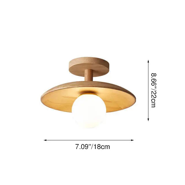 Nordic Creative Wooden Dome 1-Light Semi-Flush Mount Ceiling Light Cuvalon