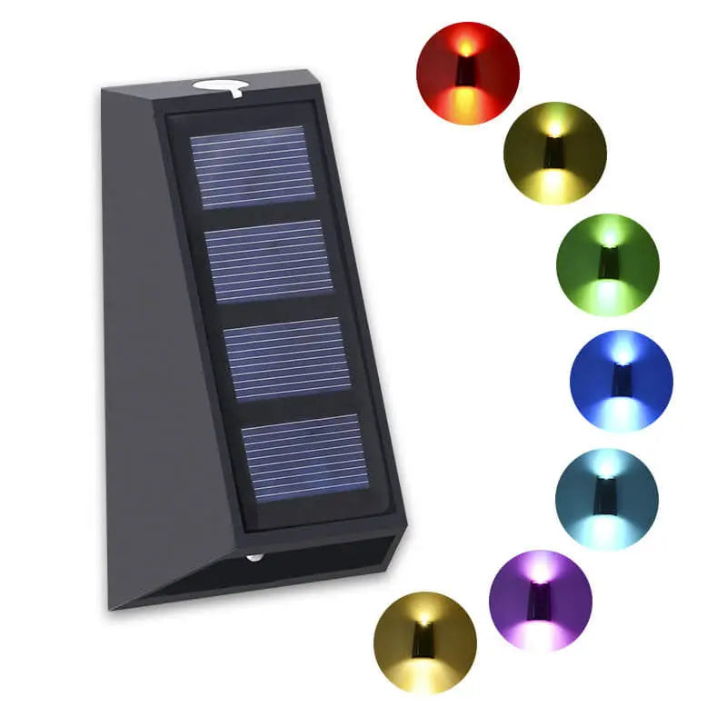Solar Simple Trapezoid Outdoor RGB Patio LED Wall Sconce Lamp Cuvalon