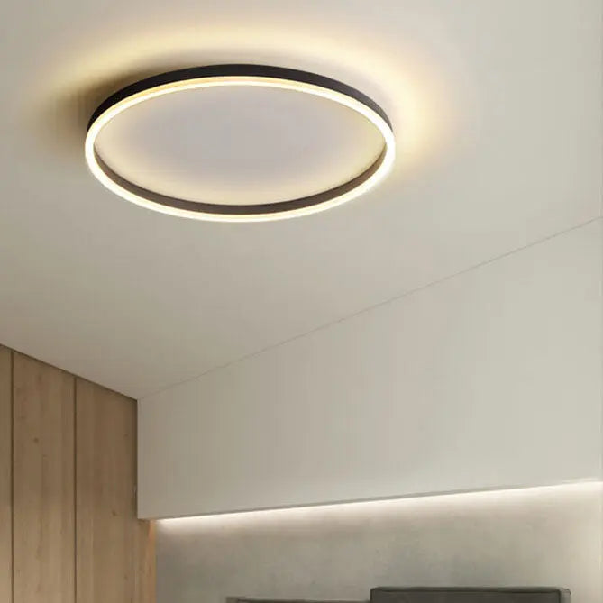 Nordic Minimalist Circle Ring Iron Acrylic LED Flush Mount Ceiling Light Cuvalon