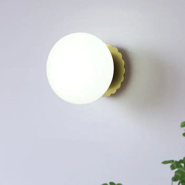 Modern Vintage Minimalist Iron Glass Round Head 1-Light Wall Sconce Lamp Cuvalon