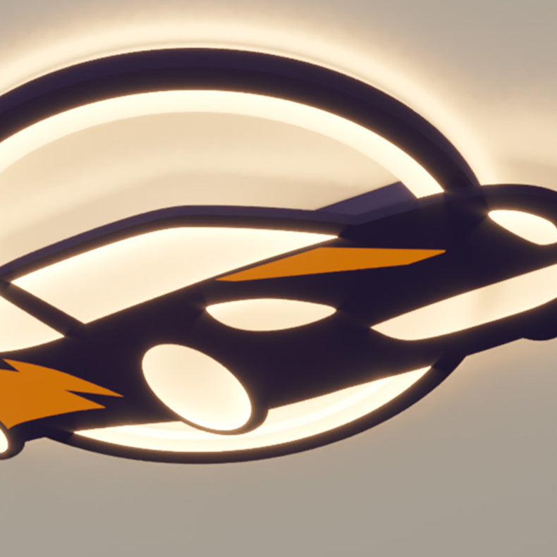 Contemporary Creative Iron Acrylic Cartoon Sports Car LED Kids Flush Mount Ceiling Light For Bedroom Cuvalon