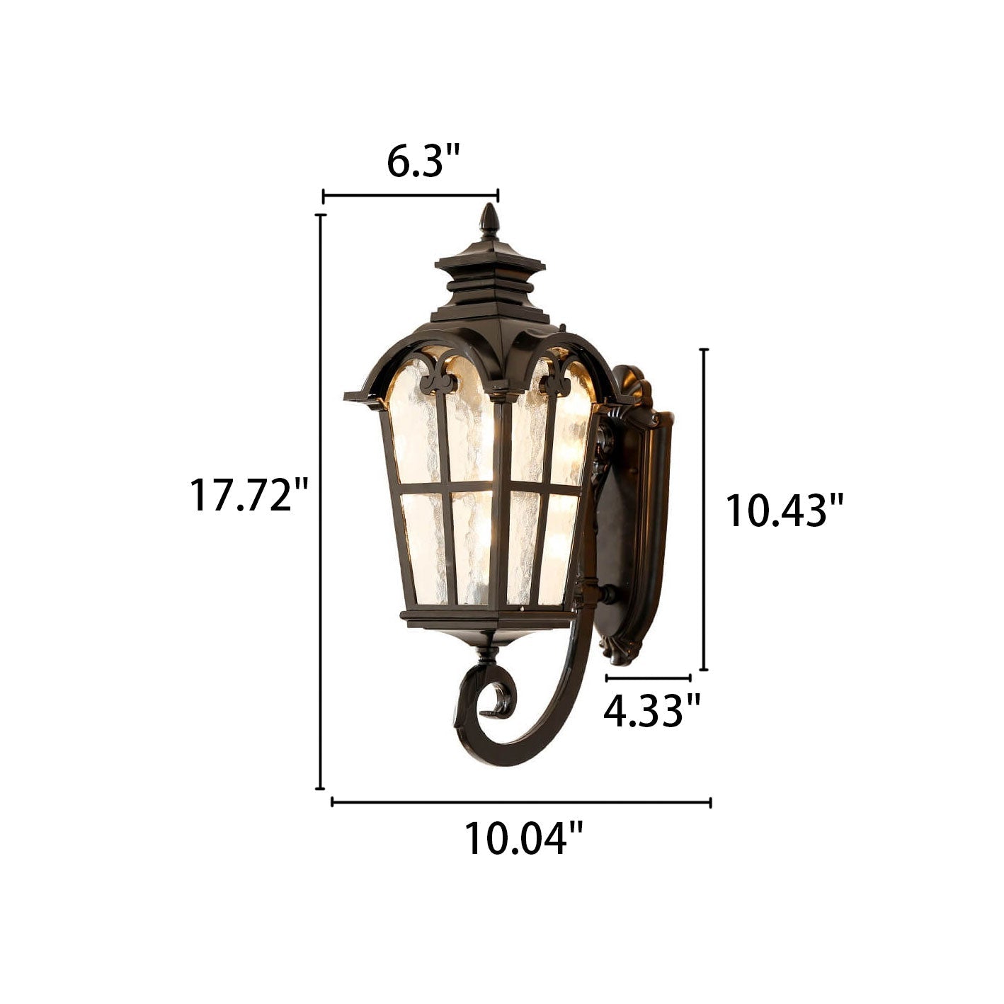 European Retro Glass Aluminum Lantern Outdoor Waterproof 1-Light Wall Sconce Lamp Cuvalon