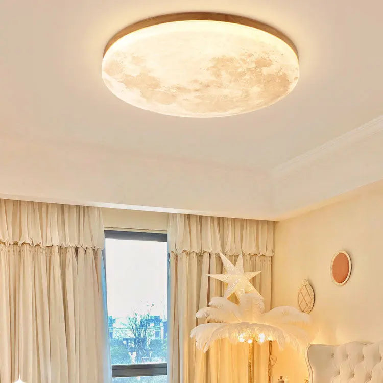 Nordic Minimalist Moon Round PVC LED Flush Mount Ceiling Light Cuvalon