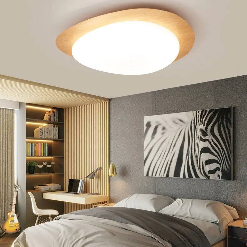 Contemporary Scandinavian Pebble Shape Iron Acrylic LED Flush Mount Ceiling Light For Bedroom Cuvalon
