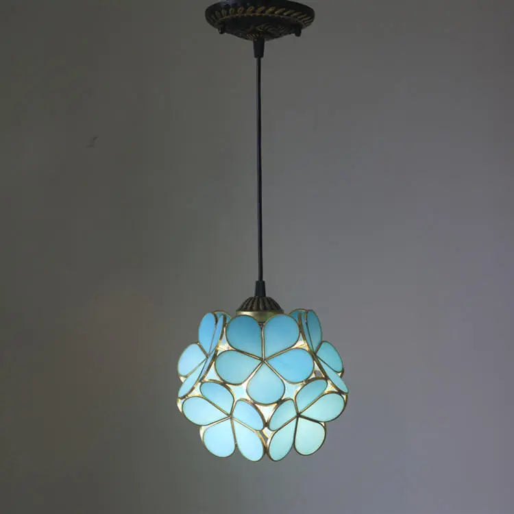 Vintage Stained Glass Petal 1-Light Pendant Light Cuvalon