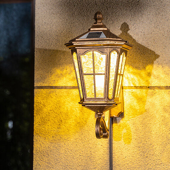 European Solar Outdoor Lantern Aluminum Glass Waterproof 1-Light Wall Sconce Lamp Cuvalon