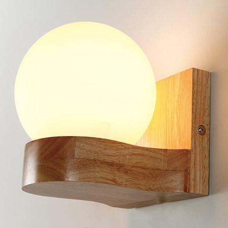 Nordic Modern Solid Wood Ball 1/2 Lights Wall Sconce Lamp Cuvalon