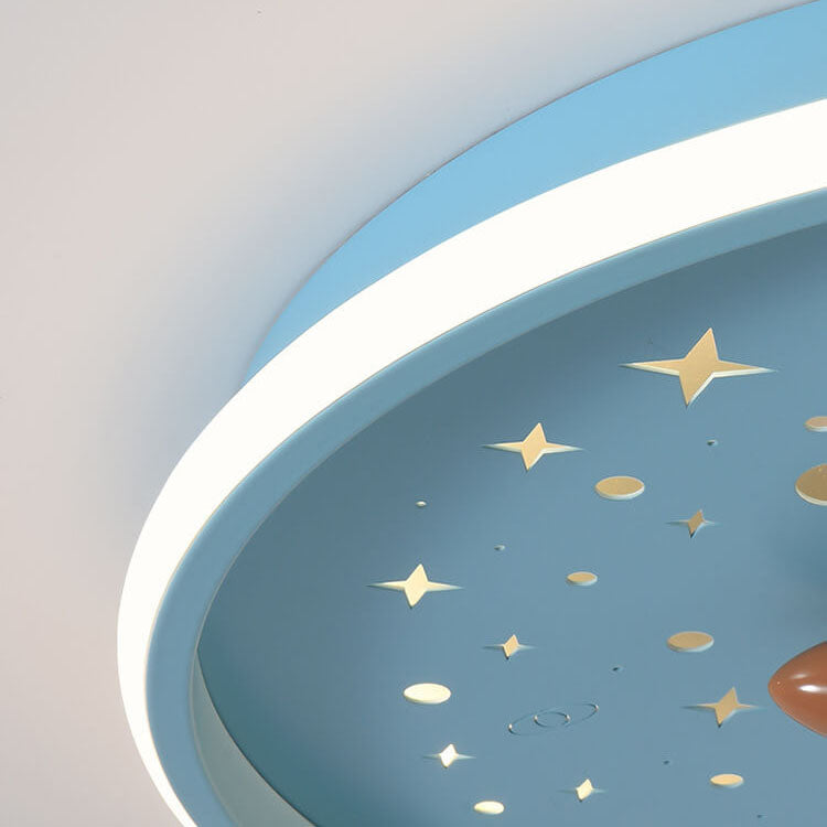 Modern Creative Cartoon Rocket Round LED Kids Flush Mount Ceiling Light Cuvalon