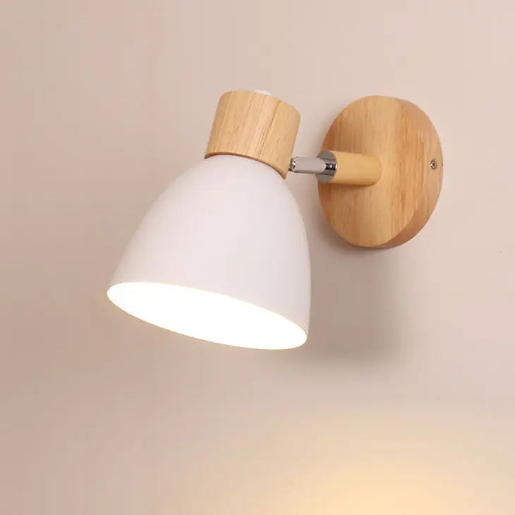 Modern Minimalist Solid Color Macaron Iron Wood 1-Light Wall Sconce Lamp Cuvalon