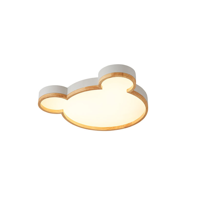 Nordic Wood Bear Shape LED Kids Flush Mount Ceiling Light Cuvalon