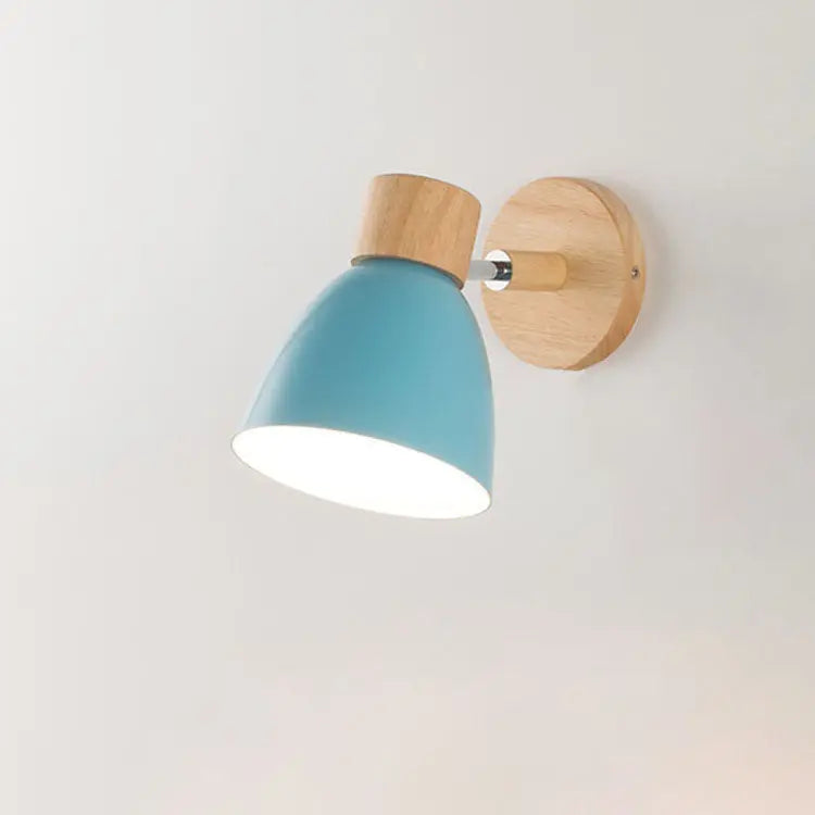 Modern Minimalist Solid Color Macaron Iron Wood 1-Light Wall Sconce Lamp Cuvalon