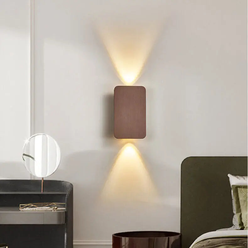 Nordic Minimalist Aluminum Rectangular Flat Panel 2-Light LED Wall Sconce Lamp Cuvalon