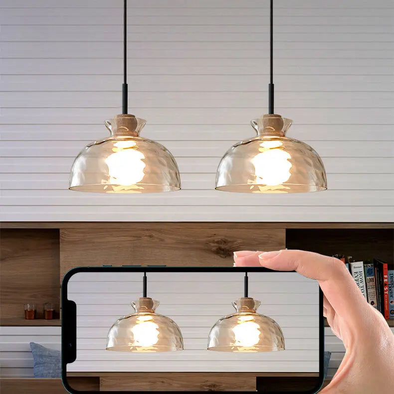 Nordic Clear Rippled Glass Shaded 1-Light Pendant Light Cuvalon