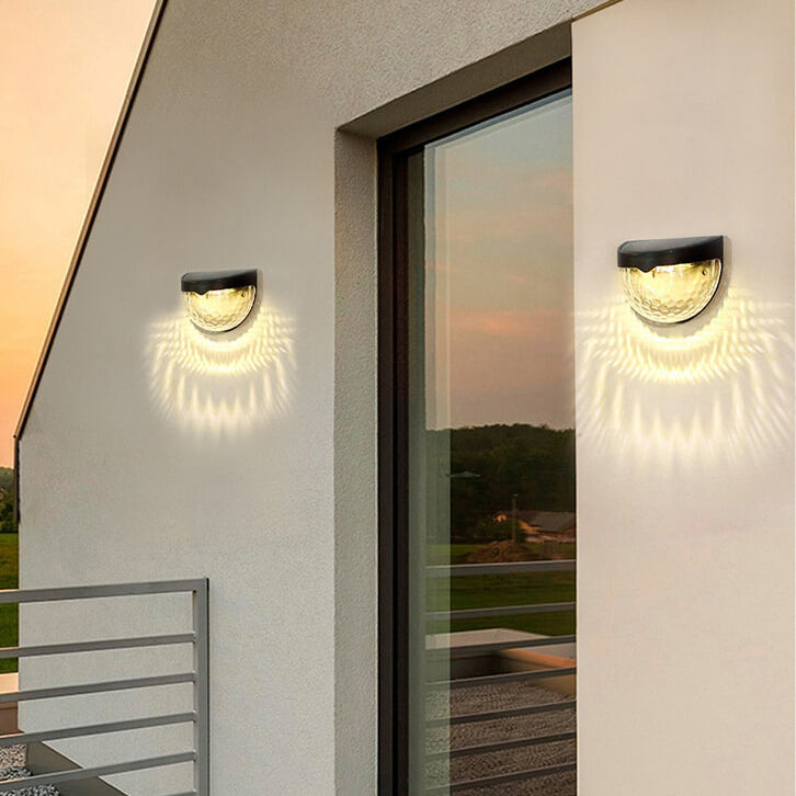 Solar Semi Circle Outdoor Waterproof Light Shadow Fence Wall Sconce Lamp Cuvalon