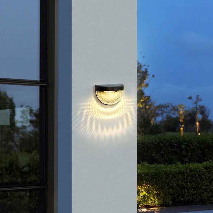 Solar Semi Circle Outdoor Waterproof Light Shadow Fence Wall Sconce Lamp Cuvalon
