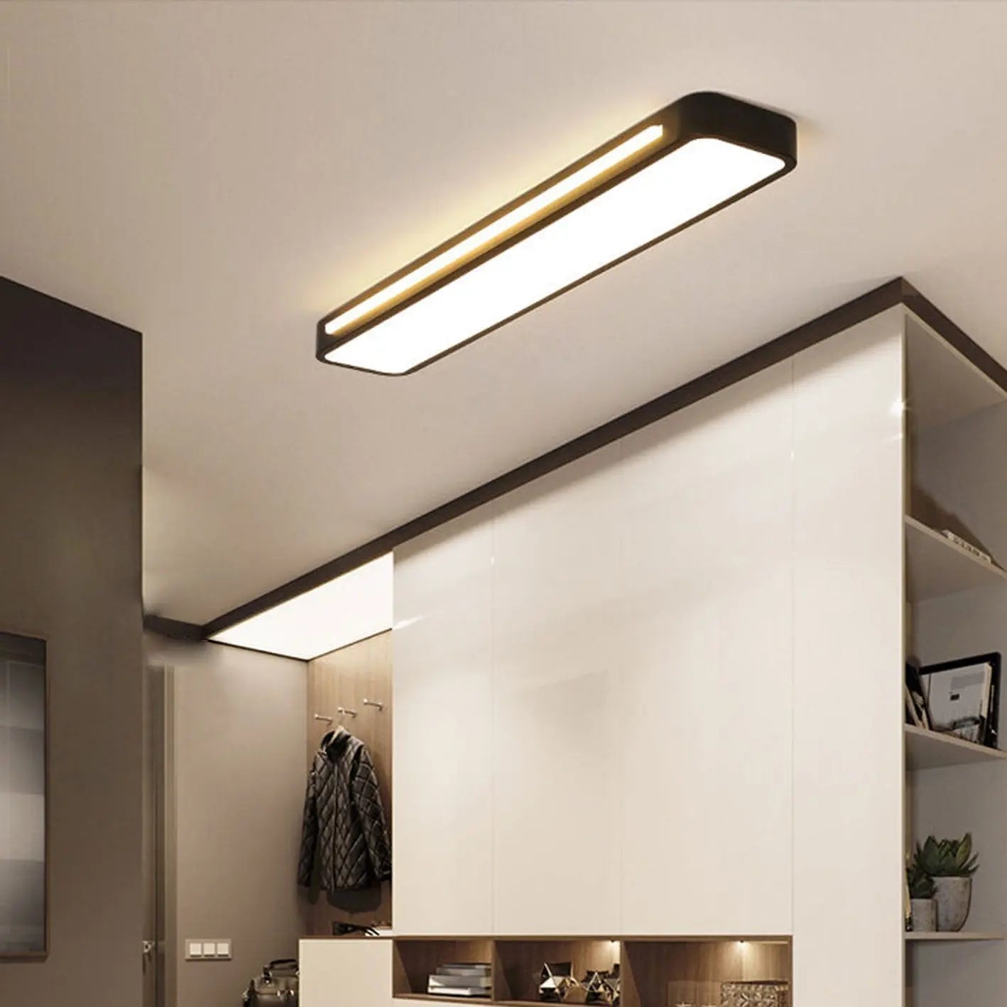 Nordic Minimalist Long LED Flush Mount Ceiling Light Cuvalon