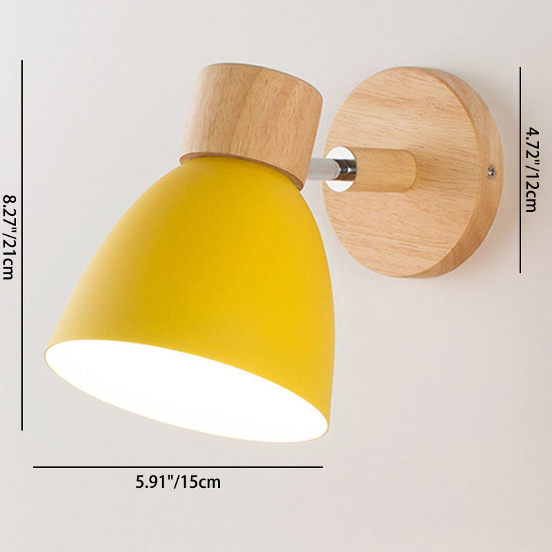 Modern Minimalist Solid Color Macaron Iron Wood 1-Light Wall Sconce Lamp Cuvalon