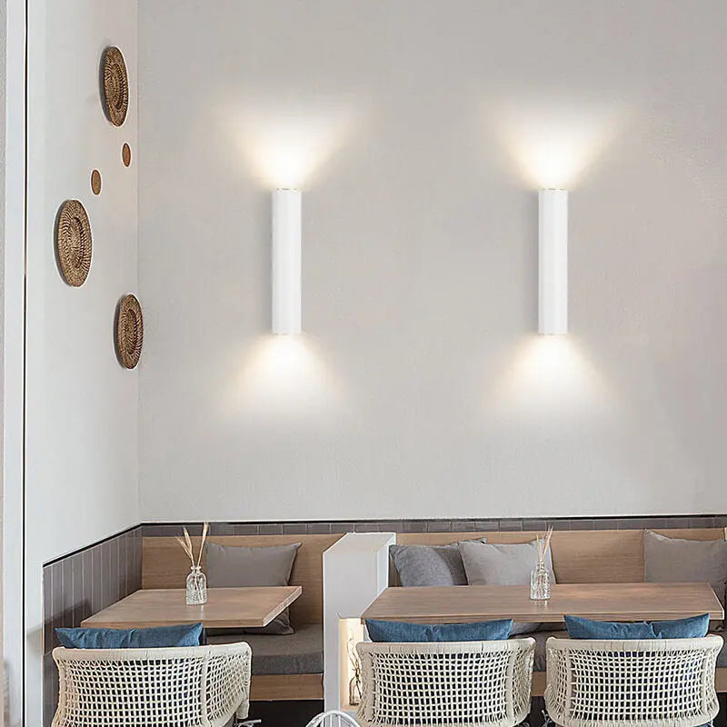Simple Aluminum Cylindrical 2-Light Wall Sconce Lamp Cuvalon